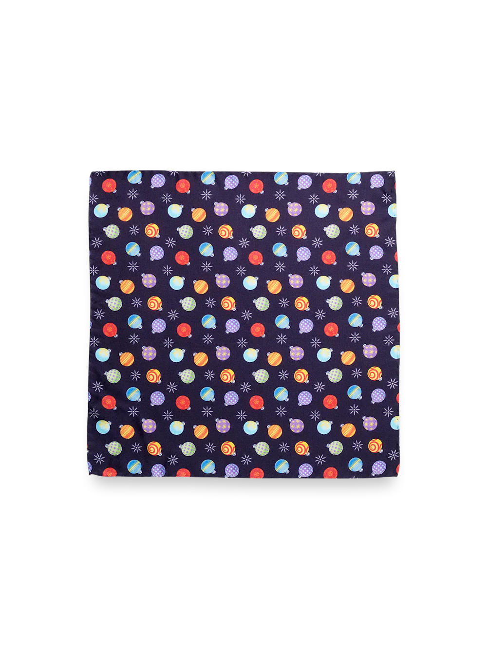 Ornament Motif Silk Pocket Square - Navy Multi - Image 2
