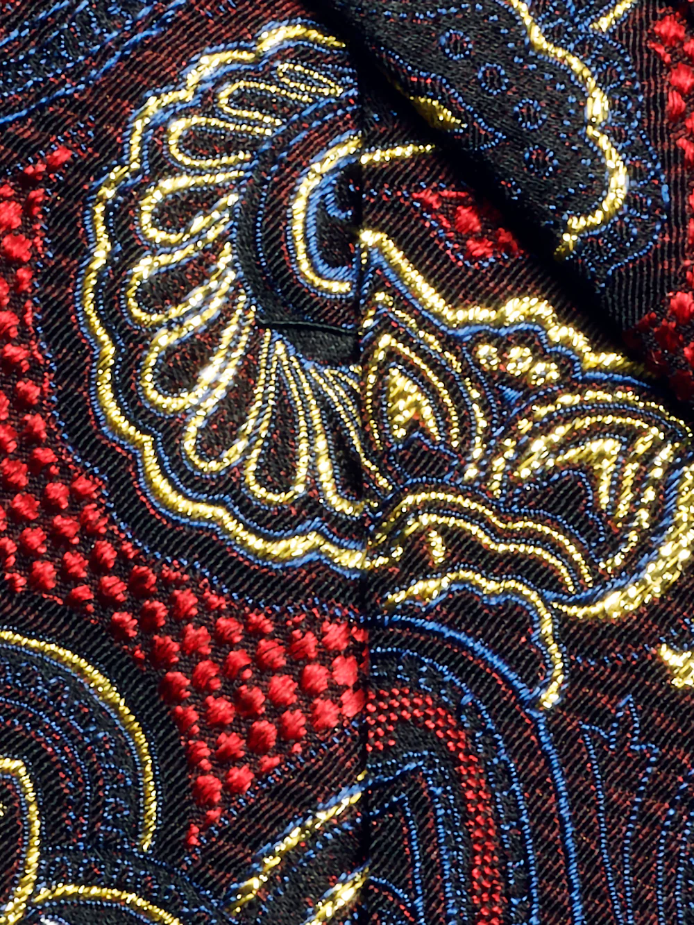 Paisley Lurex Woven Silk Tie - Red - Image 4