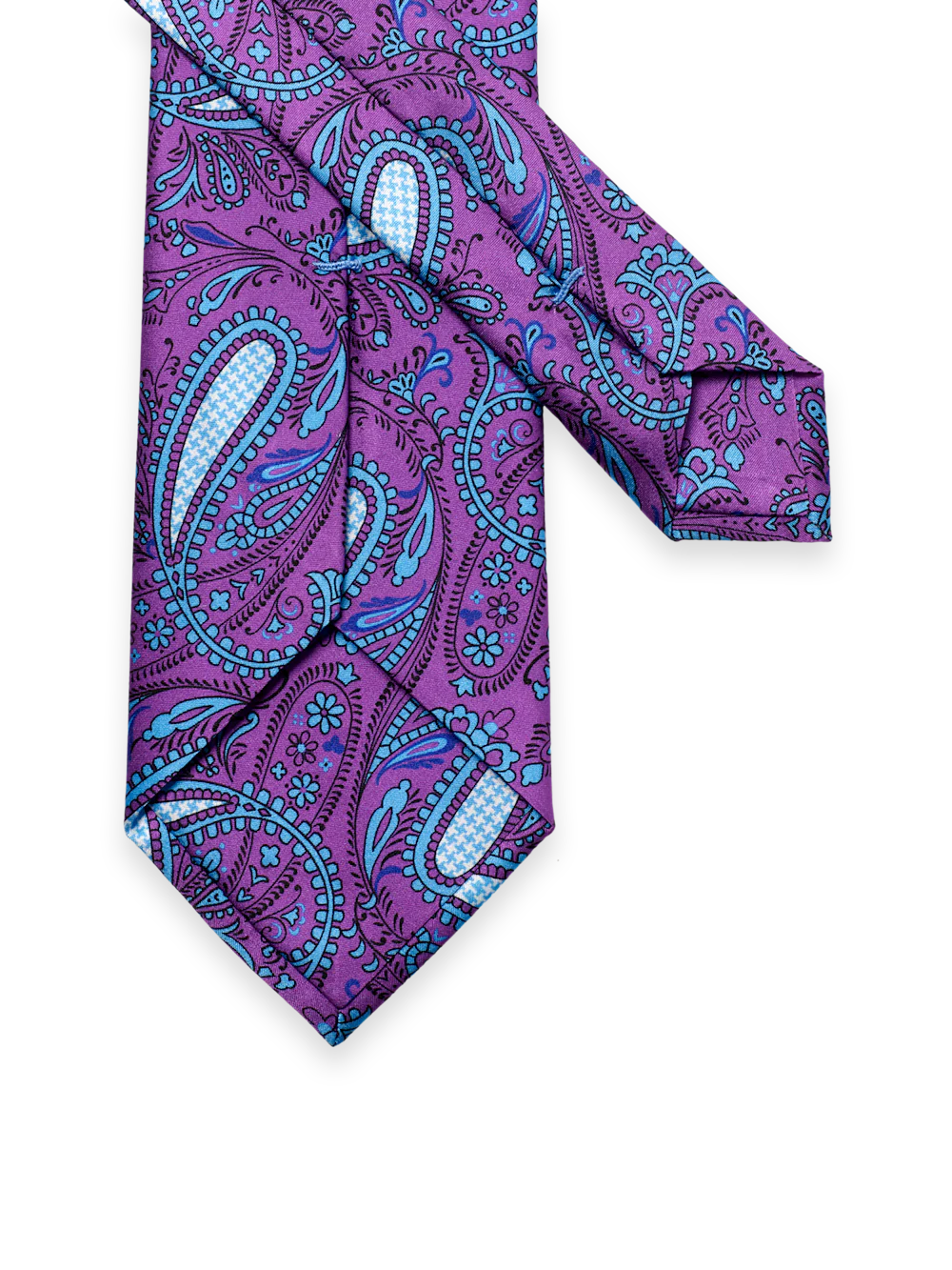 Paisley Printed Italian Silk Tie - Purple - Image 3