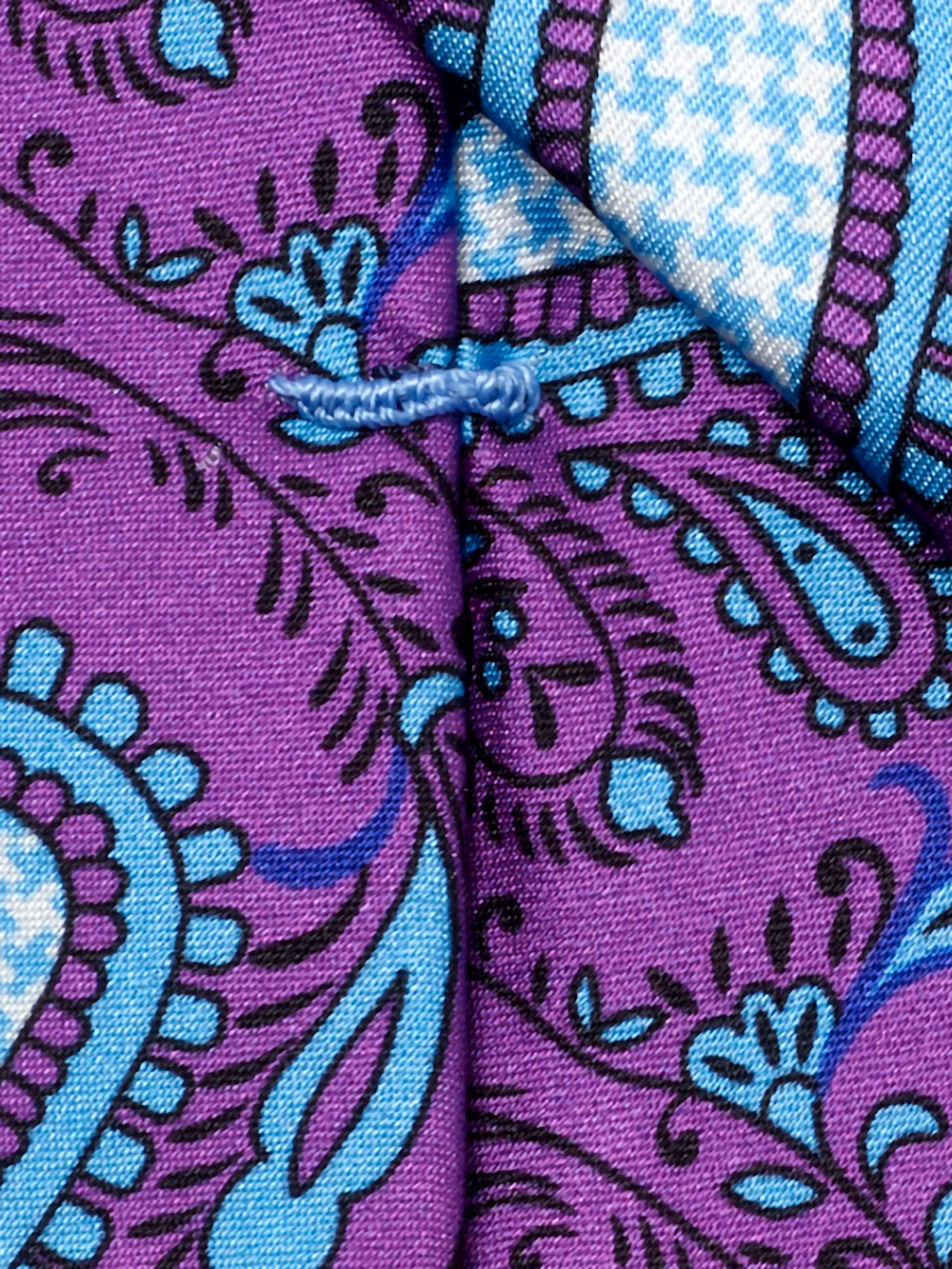 Paisley Printed Italian Silk Tie - Purple - Image 4