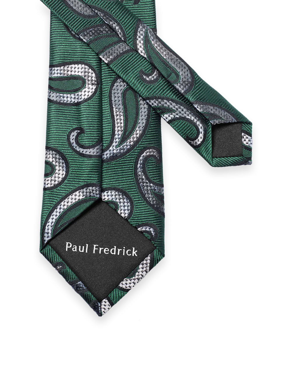 Paisley Woven Silk Tie - Green/silver - Image 3