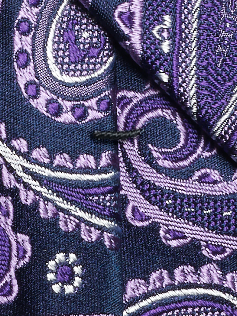Paisley Woven Silk Tie - Navy/purple - Image 4