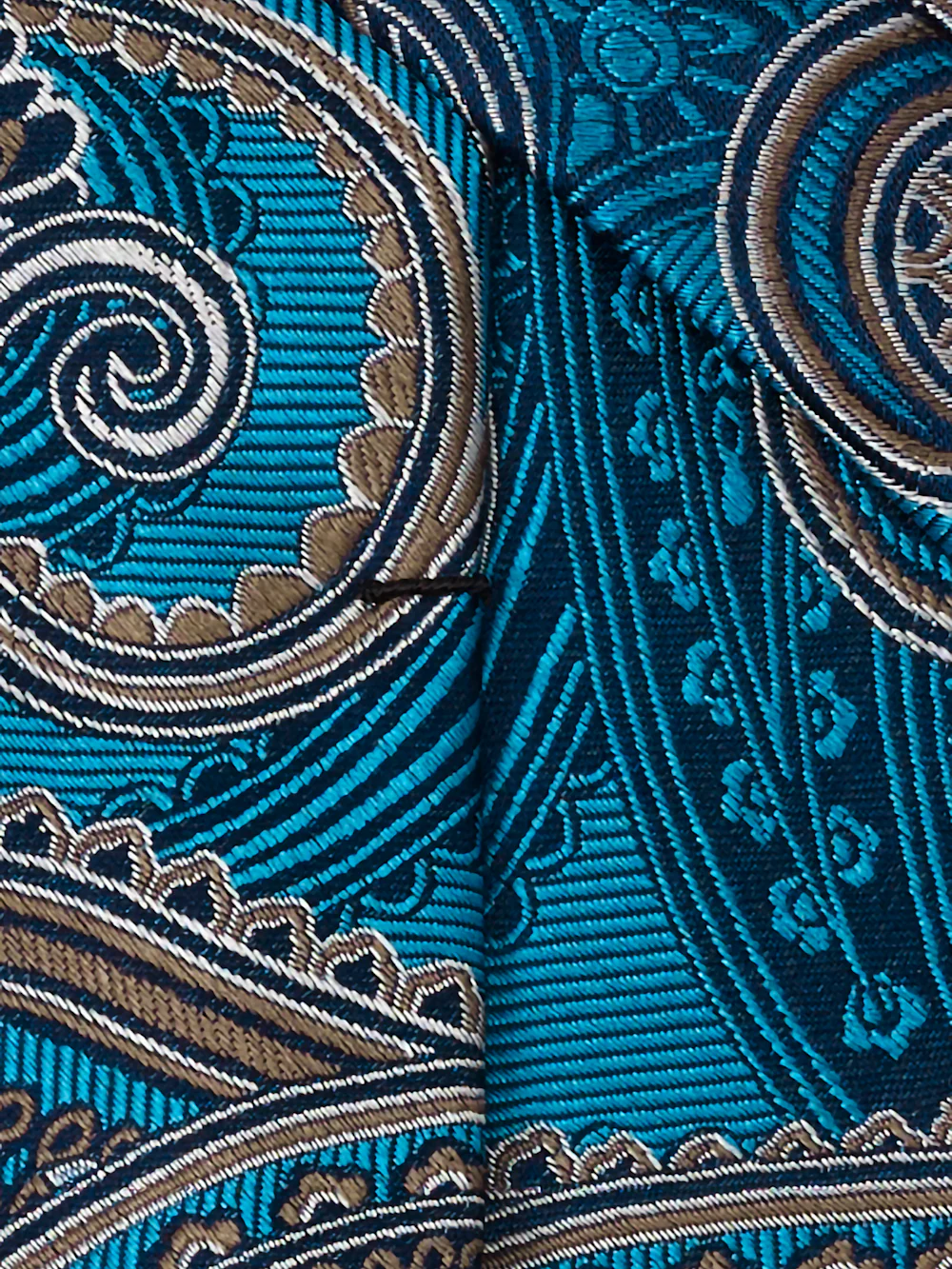 Paisley Woven Silk Tie - Teal - Image 4