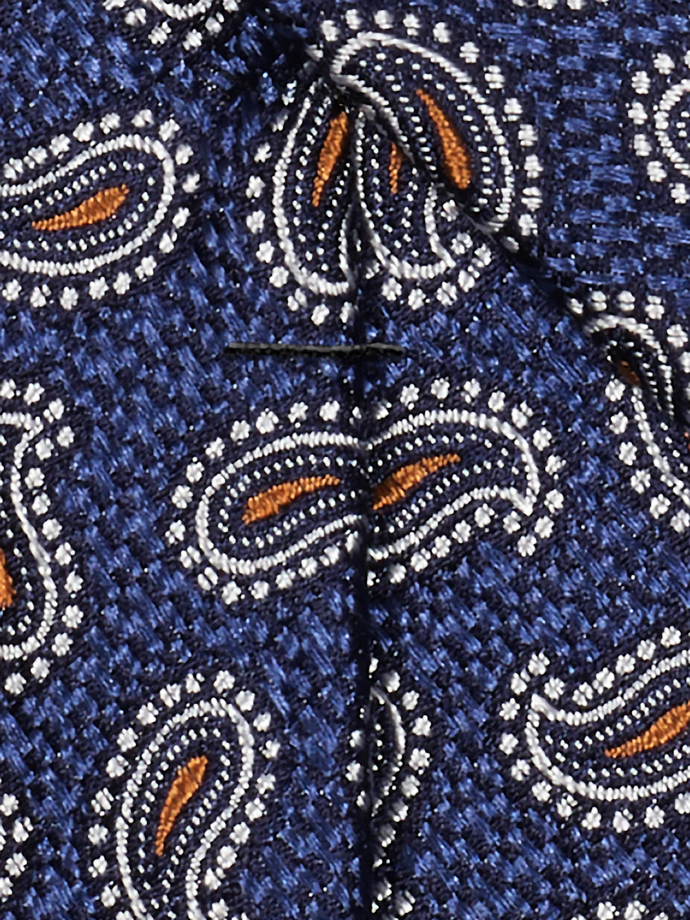 Paisley Woven Silk Tie - Blue/rust - Image 3