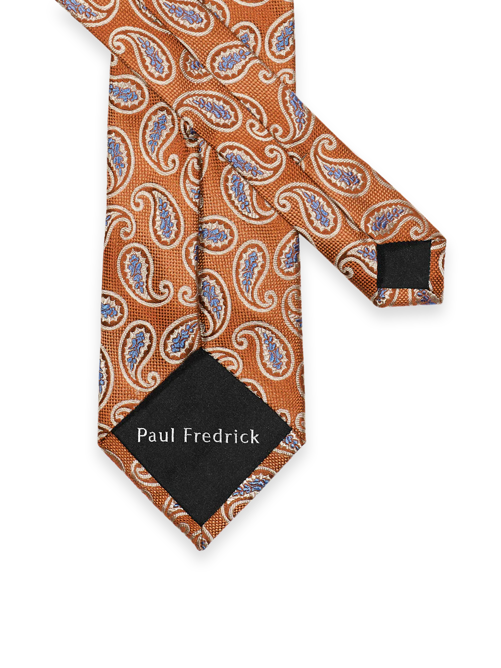 Paisley Woven Silk Tie - Orange/blue - Image 2