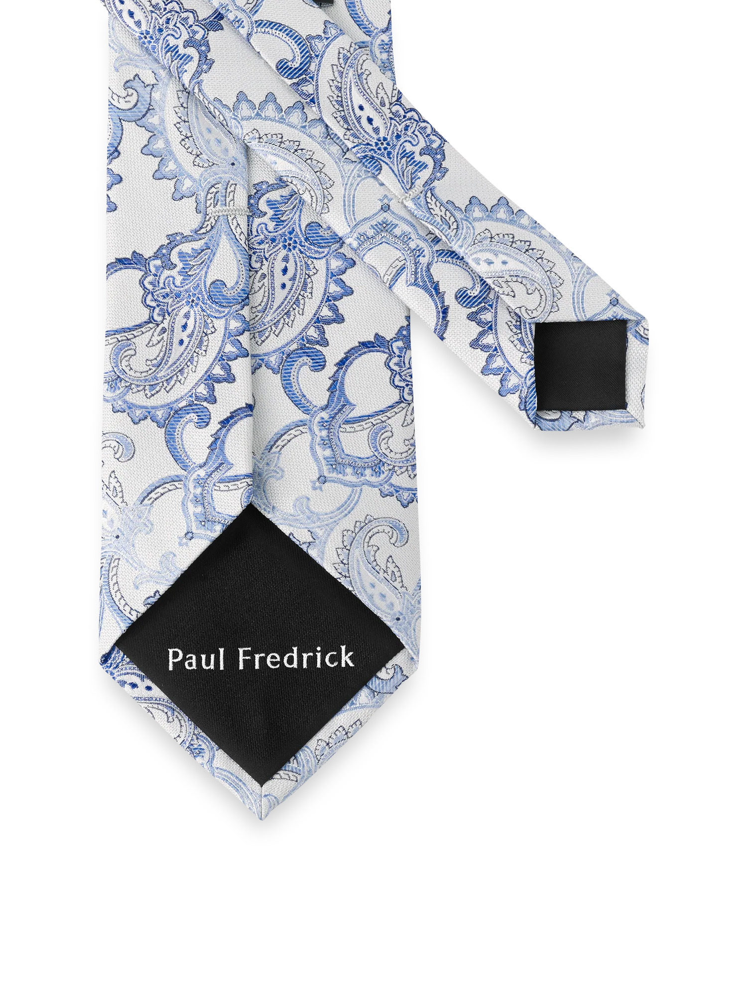 Paisley Woven Silk Tie - White/blue - Image 3