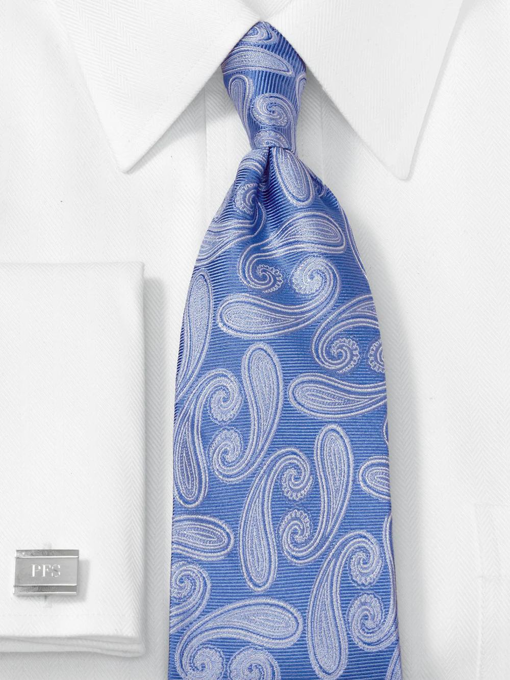 Paisley Woven Silk Tie - Blue - Image 2