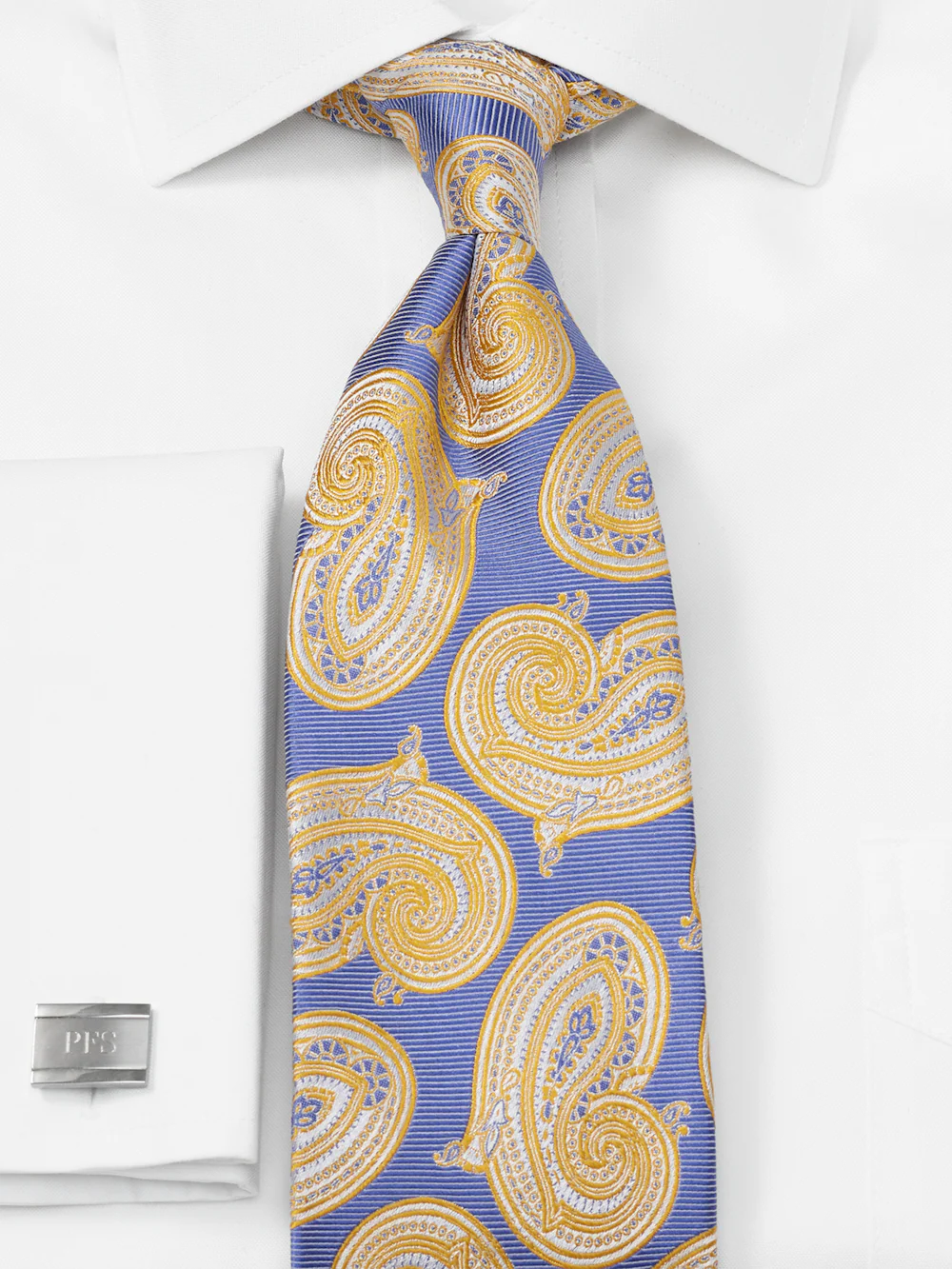 Paisley Woven Silk Tie - Yellow/blue - Image 2