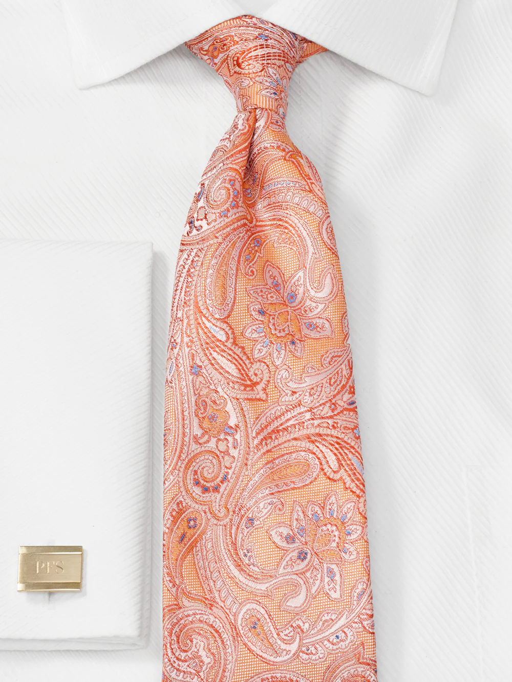 Paisley Woven Silk Tie - Orange - Image 2