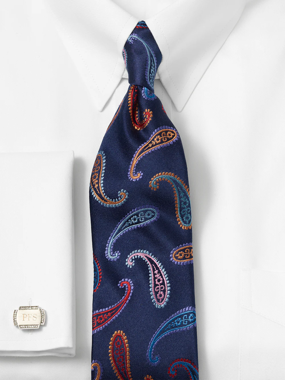 Paisley Woven Silk Tie - Navy Multi - Image 2