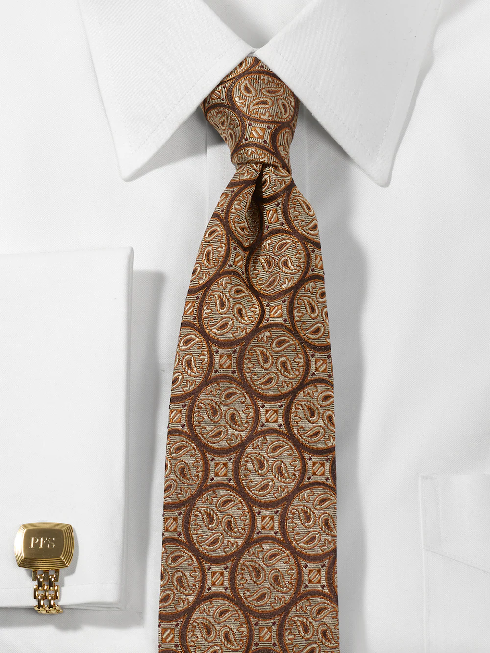 Paisley Woven Silk Tie - Brown - Image 2