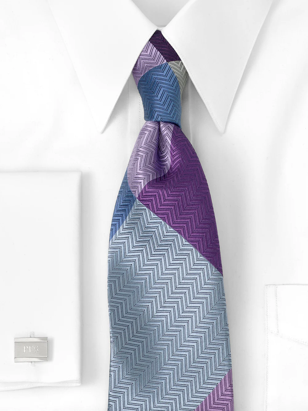Patchwork Woven Silk Tie - Purple Multi - Image 2
