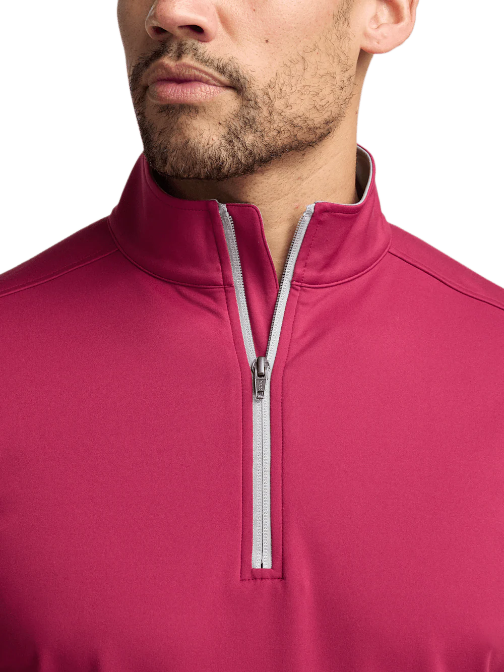Performance Blend Quarter Zip Mock Neck - Burgundy - Image 3