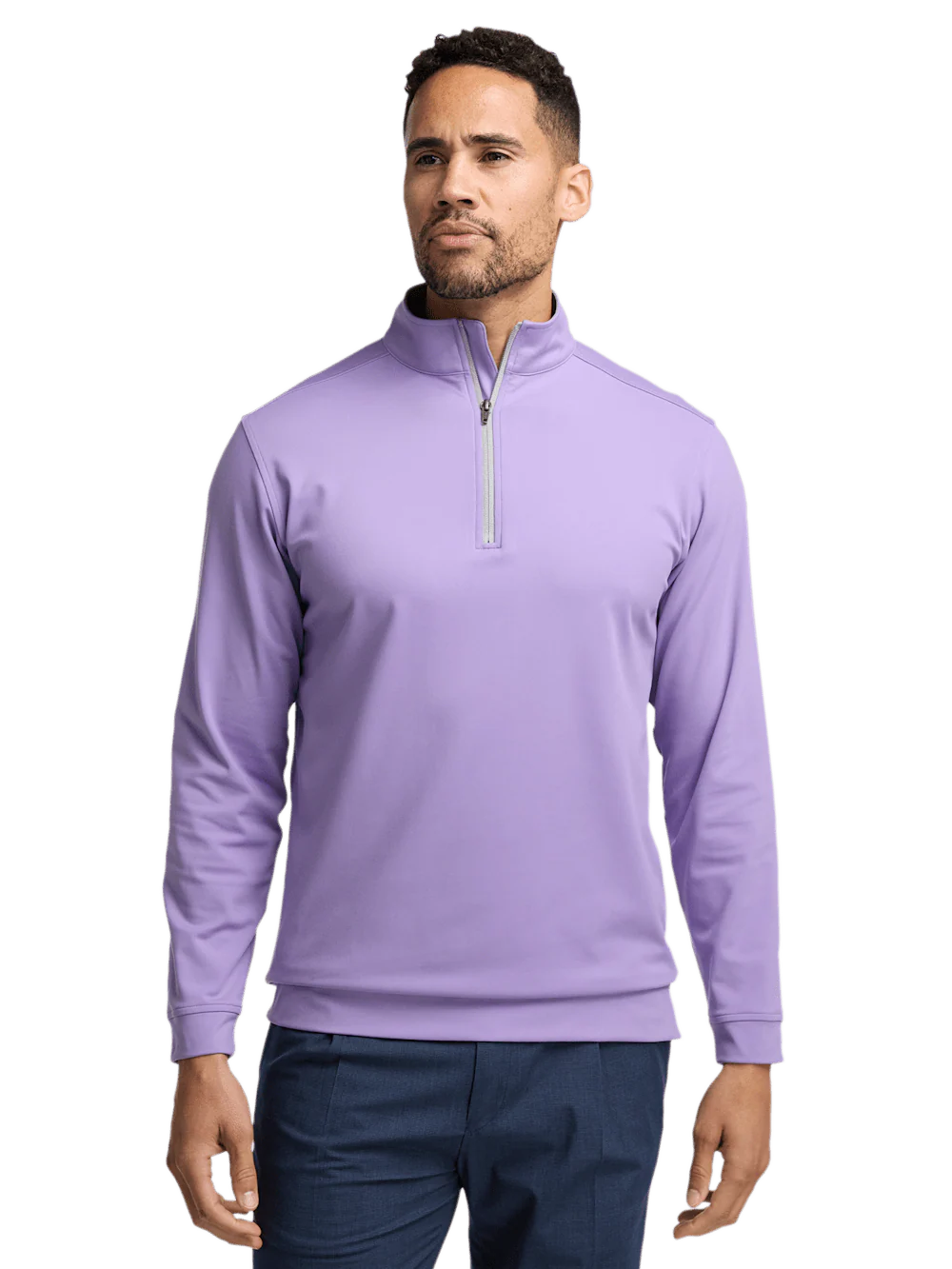 Performance Blend Quarter Zip Mock Neck - Purple - Image 2
