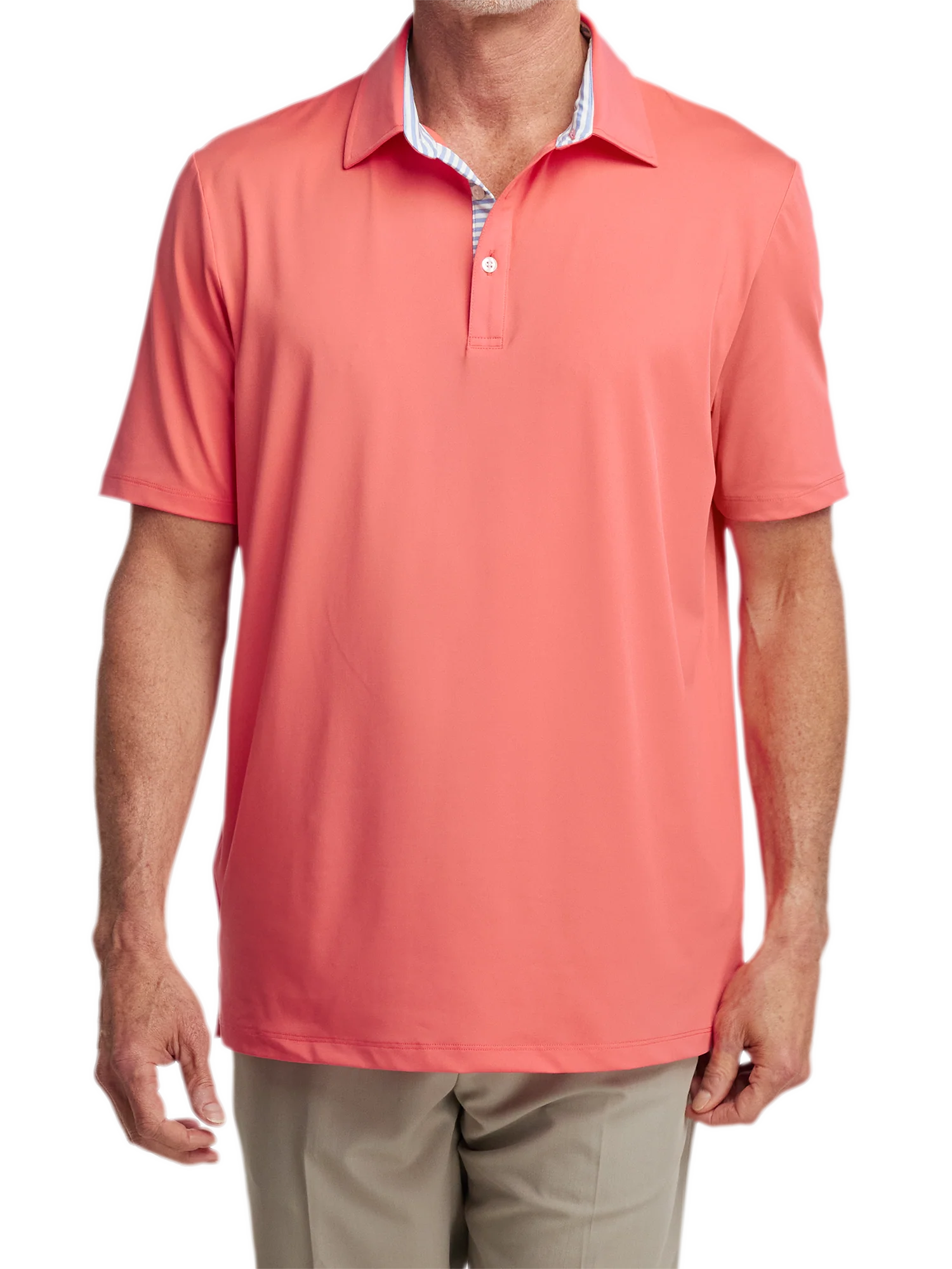 Performance Blend Three Button Polo - Bright Coral - Image 2