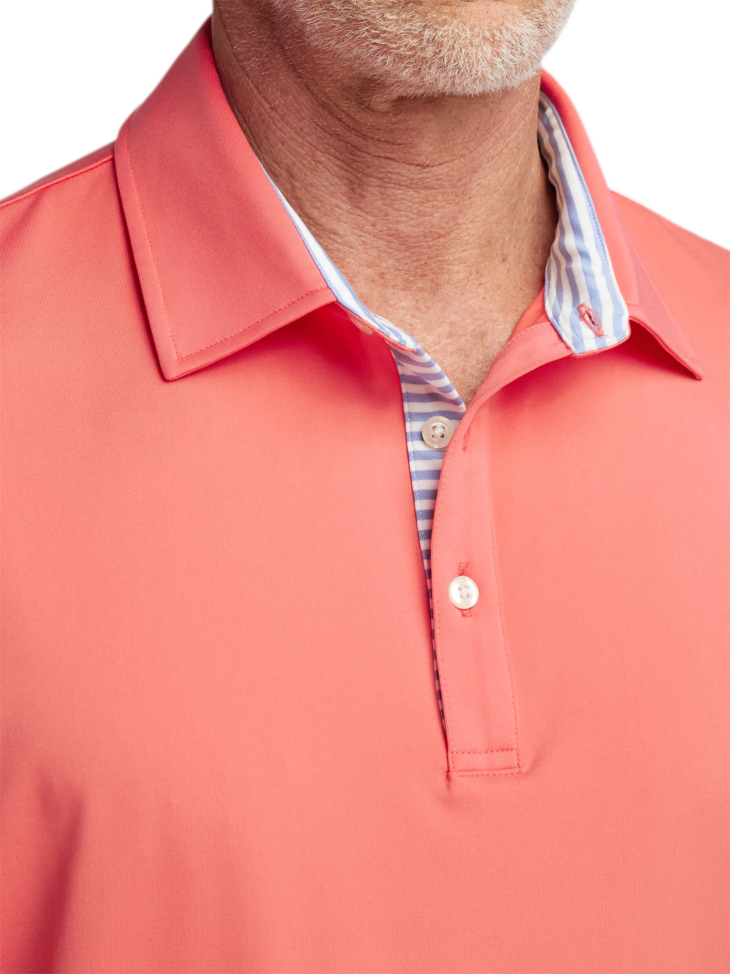 Performance Blend Three Button Polo - Bright Coral - Image 4
