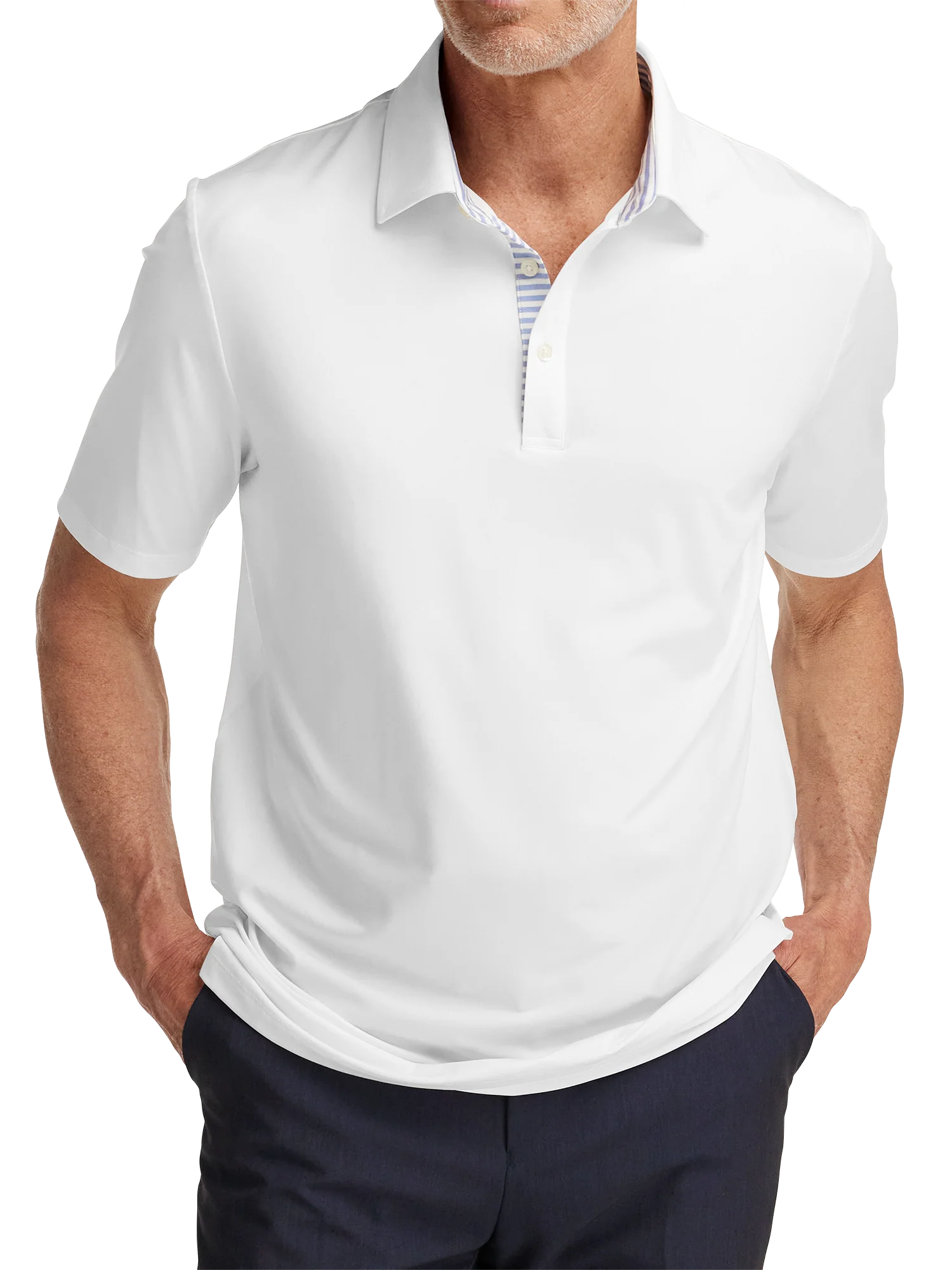 Performance Blend Three Button Polo - White - Image 2