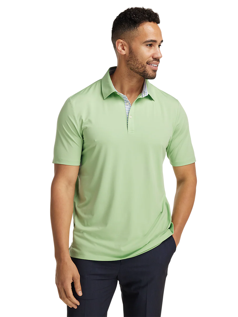 Performance Blend Three Button Polo - Light Green - Image 2