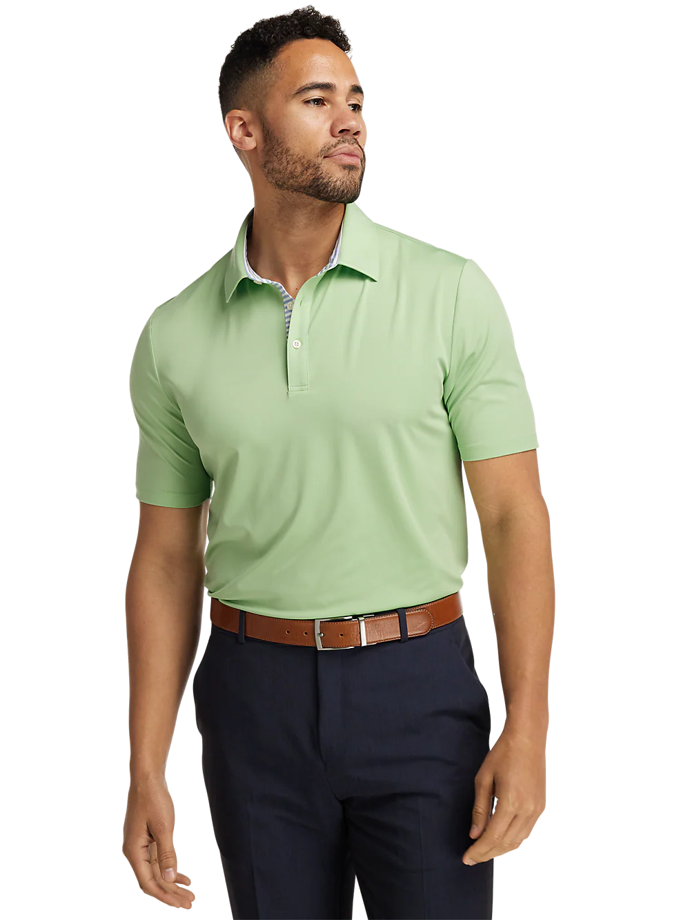 Performance Blend Three Button Polo - Light Green - Image 5
