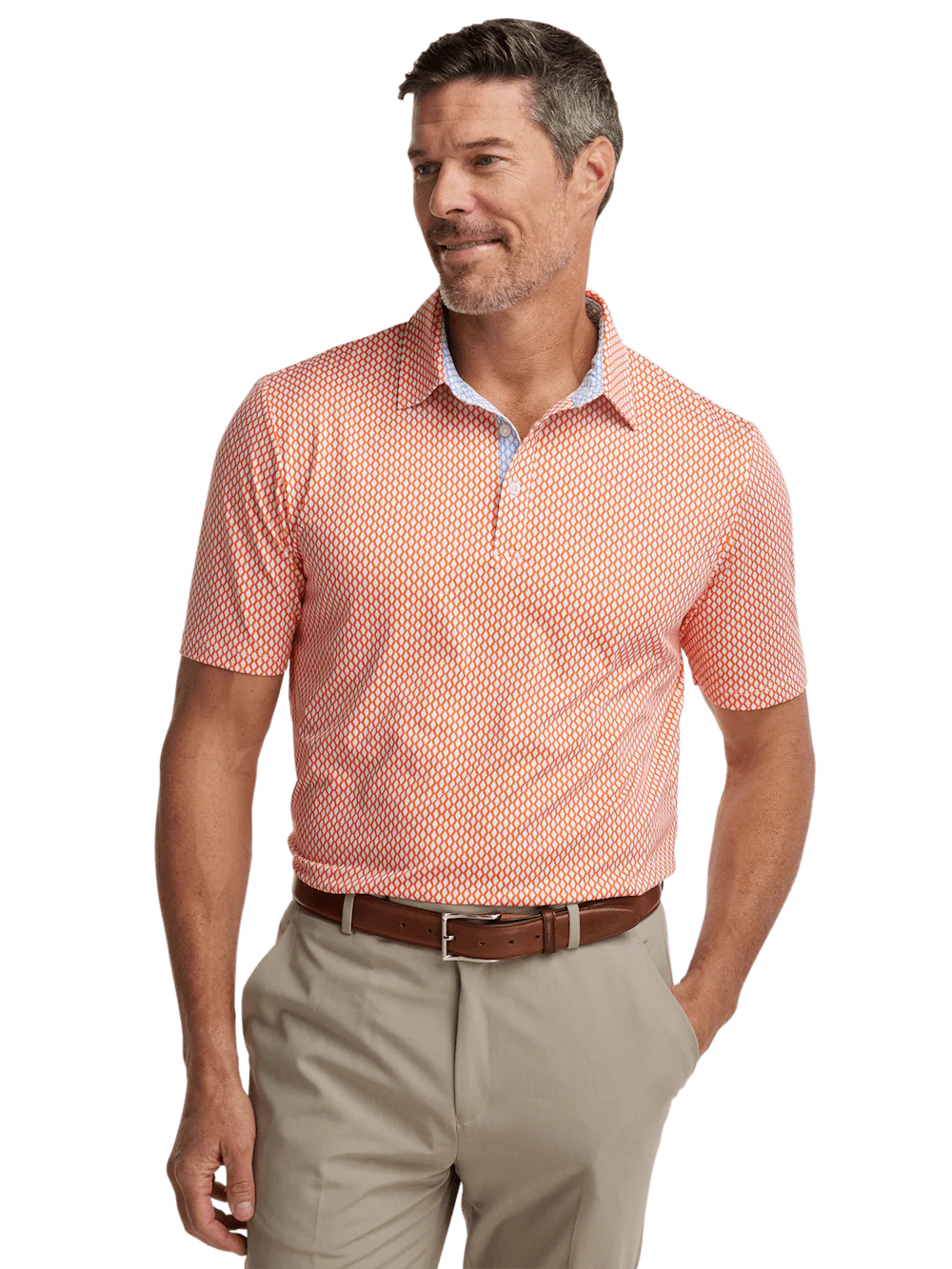 Performance Blend Three Button Polo - Orange - Image 5