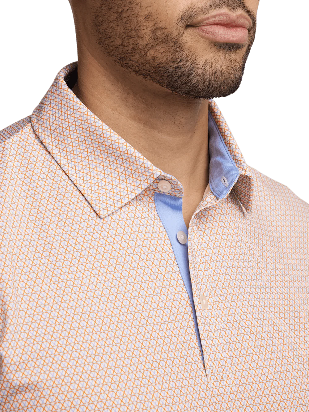 Performance Blend Three Button Polo - Orange Multi - Image 3