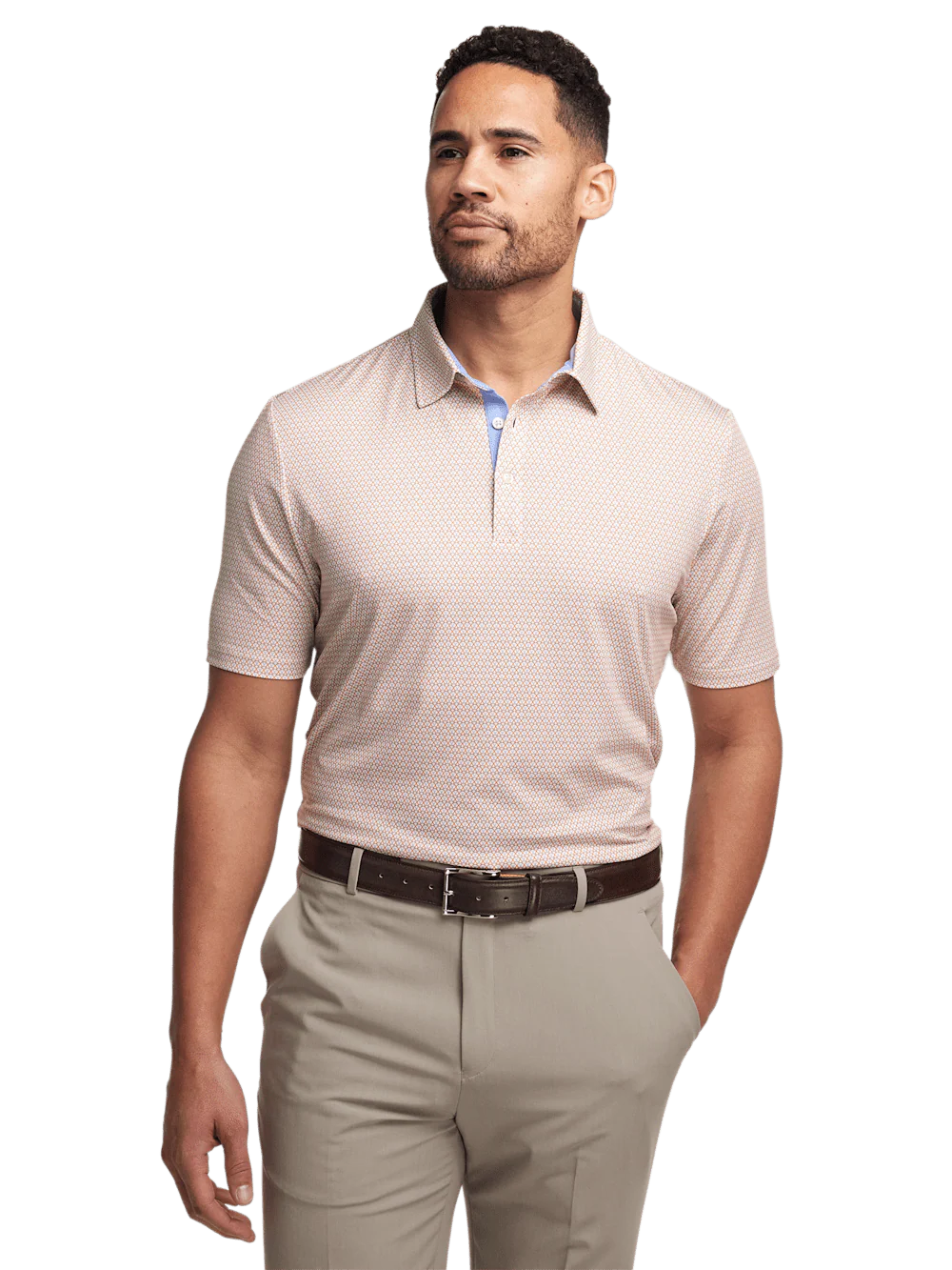 Performance Blend Three Button Polo - Orange Multi - Image 5