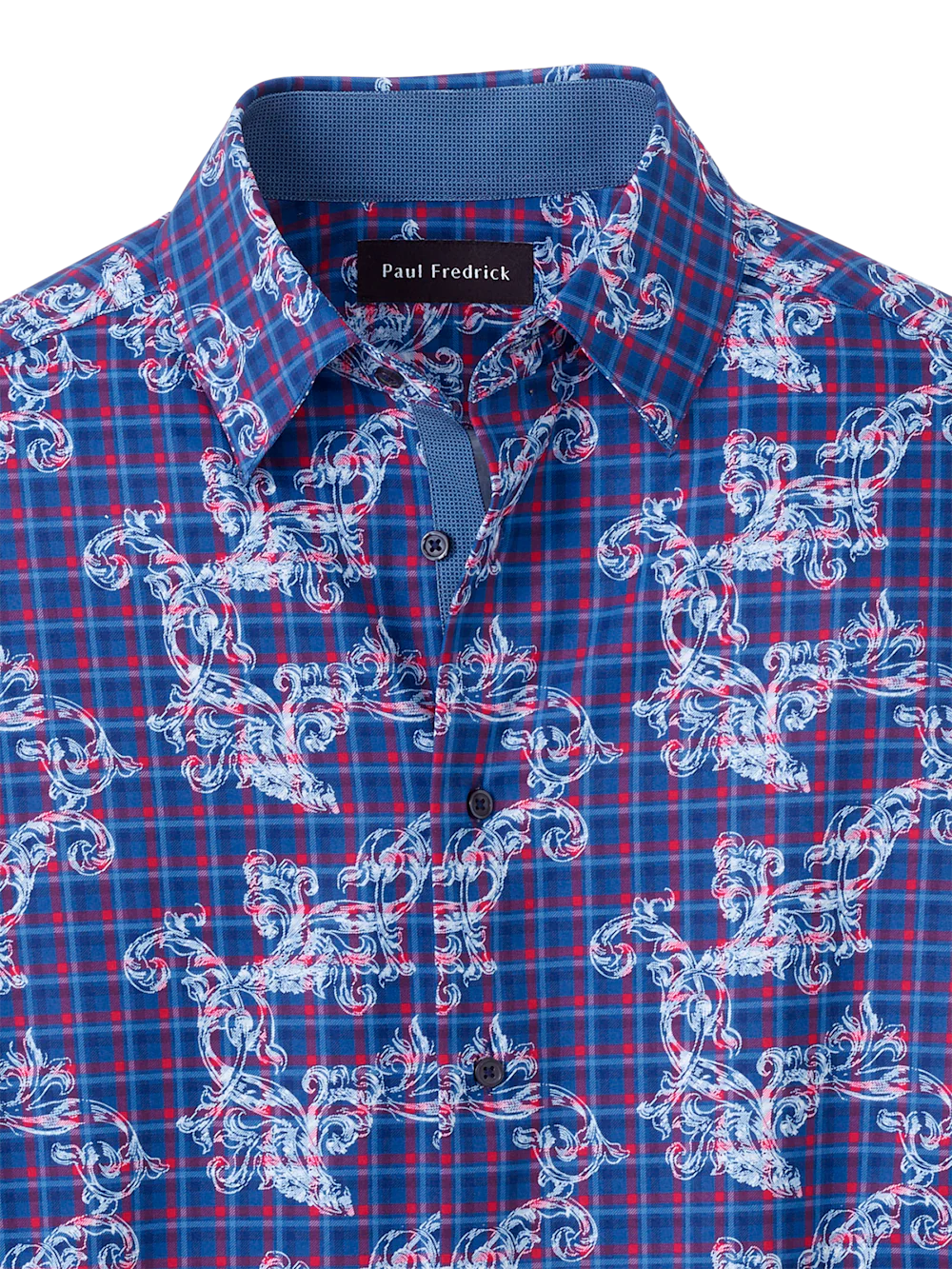 Performance Stretch Check Casual Shirt - Navy/red - Image 6