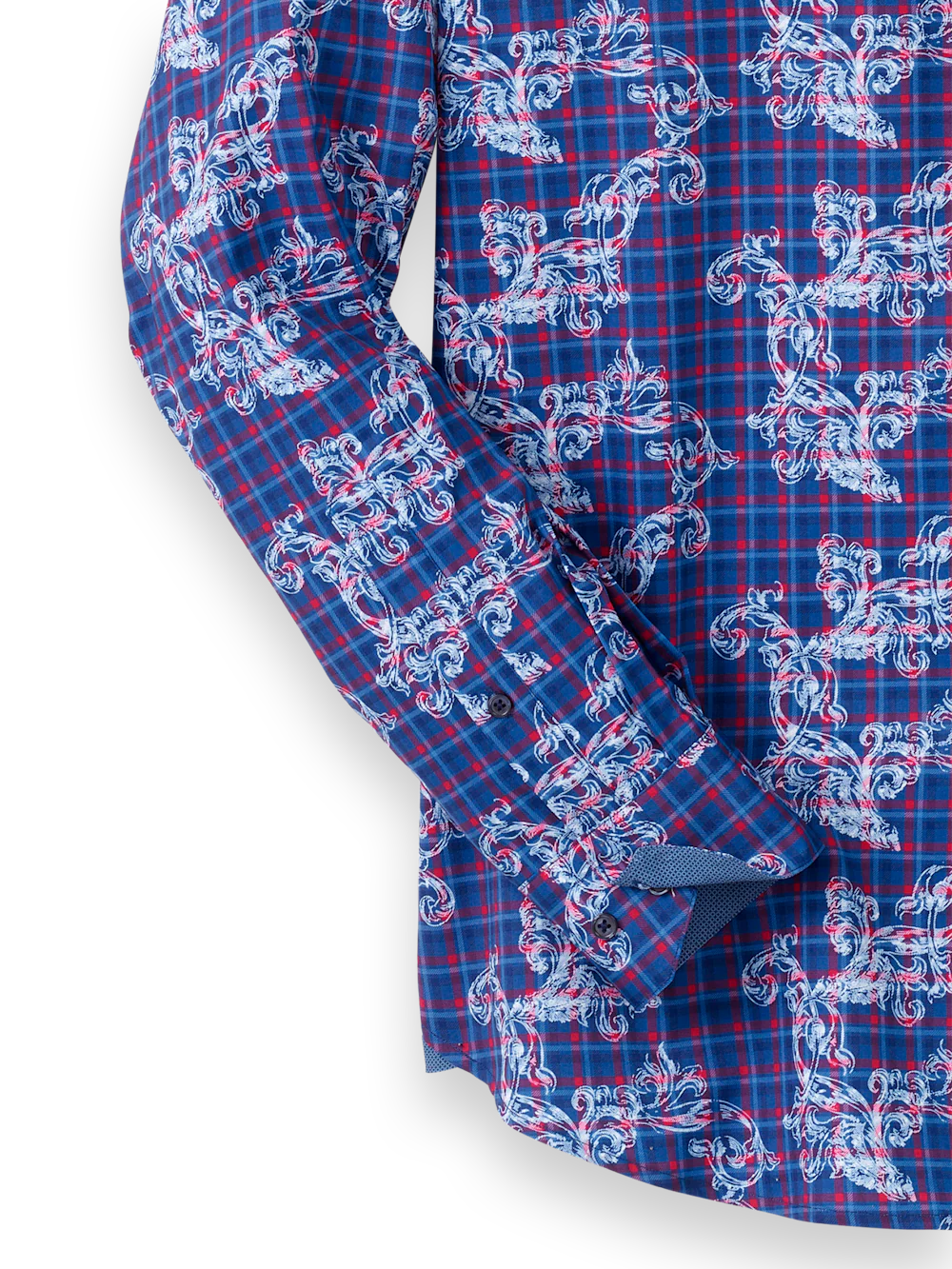 Performance Stretch Check Casual Shirt - Navy/red - Image 7