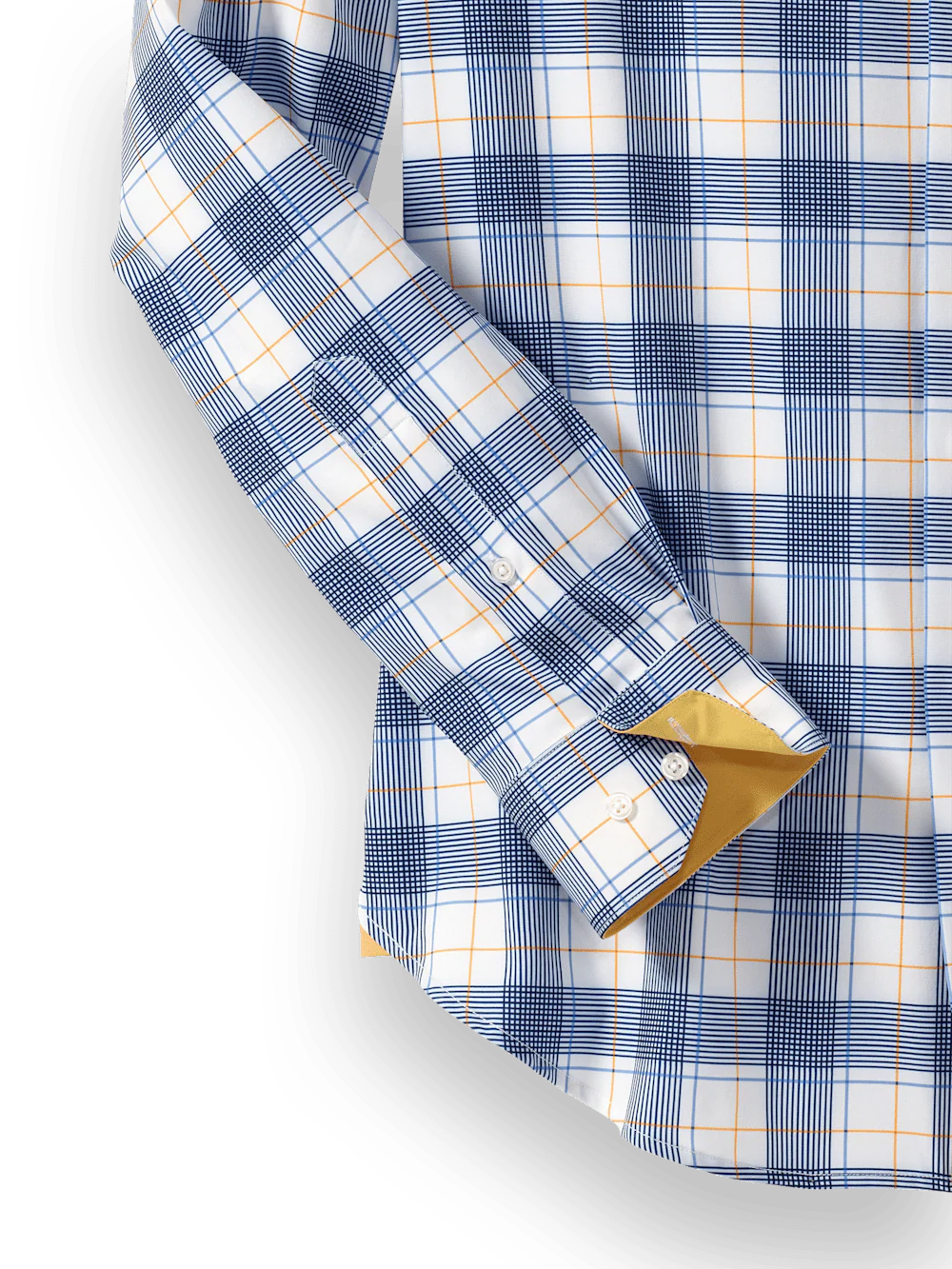 Performance Stretch Check Casual Shirt - Blue/yellow - Image 7