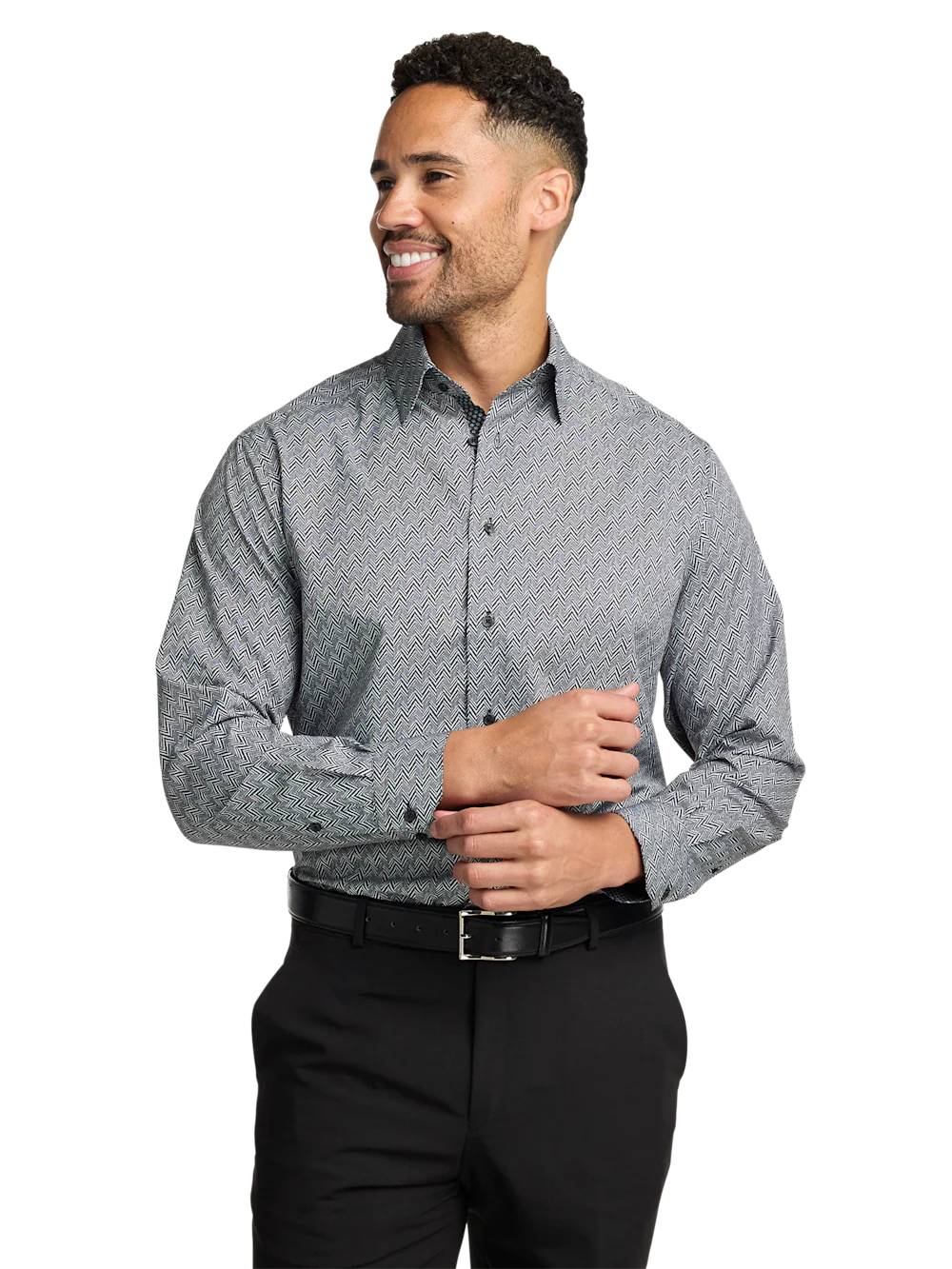 Performance Stretch Chevron Casual Shirt - Black/white - Image 2