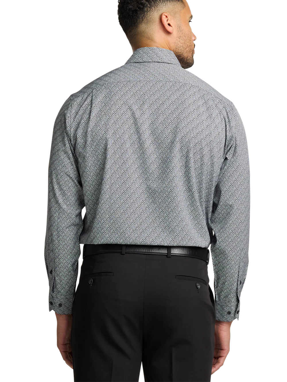 Performance Stretch Chevron Casual Shirt - Black/white - Image 5