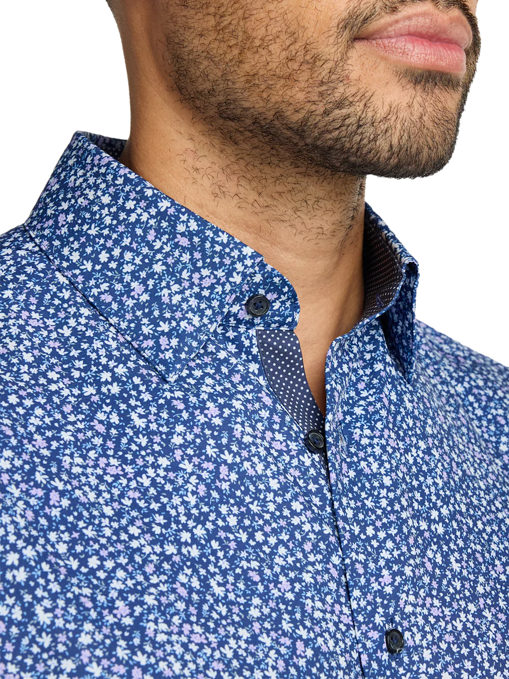 Performance Stretch Floral Casual Shirt - Navy/purple - Image 3