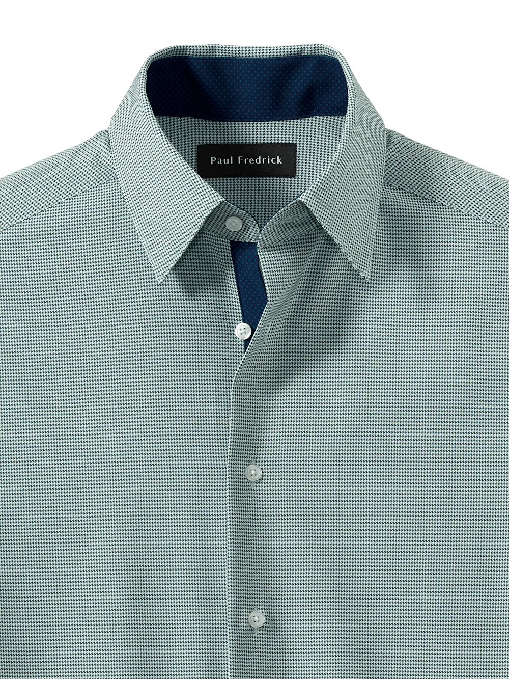Performance Stretch Houndstooth Casual Shirt - Green - Image 6