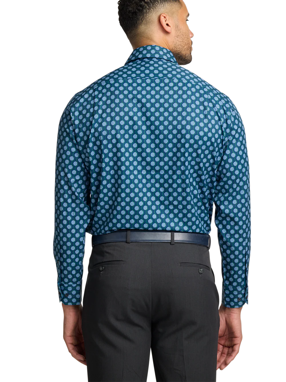 Performance Stretch Medallion Casual Shirt - Blue Multi - Image 5