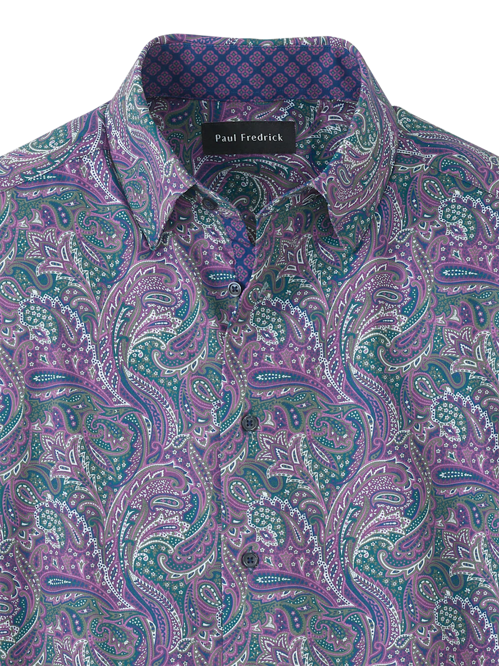 Performance Stretch Paisley Casual Shirt - Purple/olive - Image 6