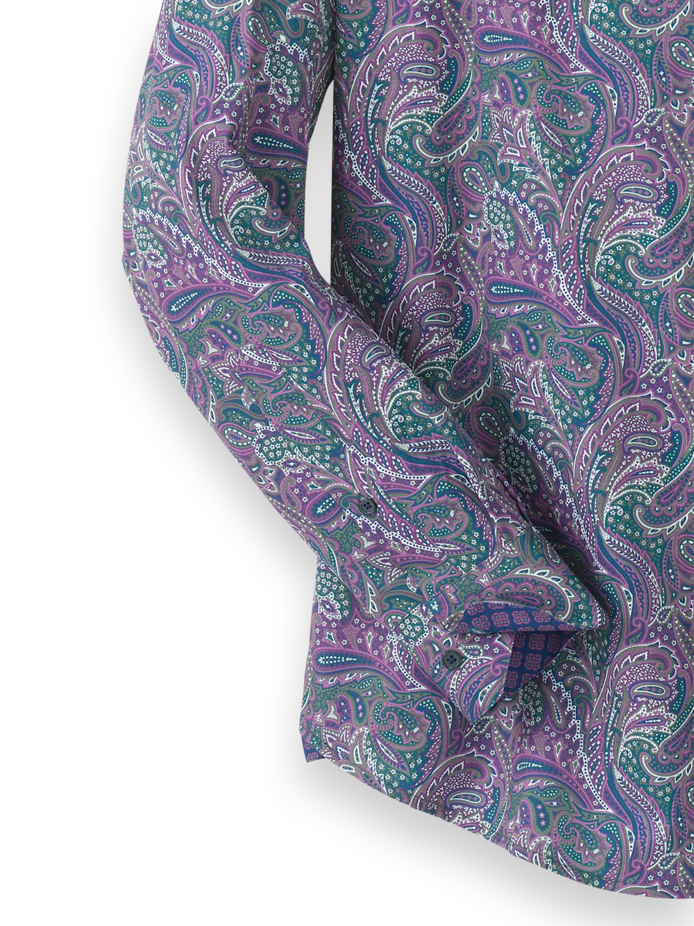Performance Stretch Paisley Casual Shirt - Purple/olive - Image 7