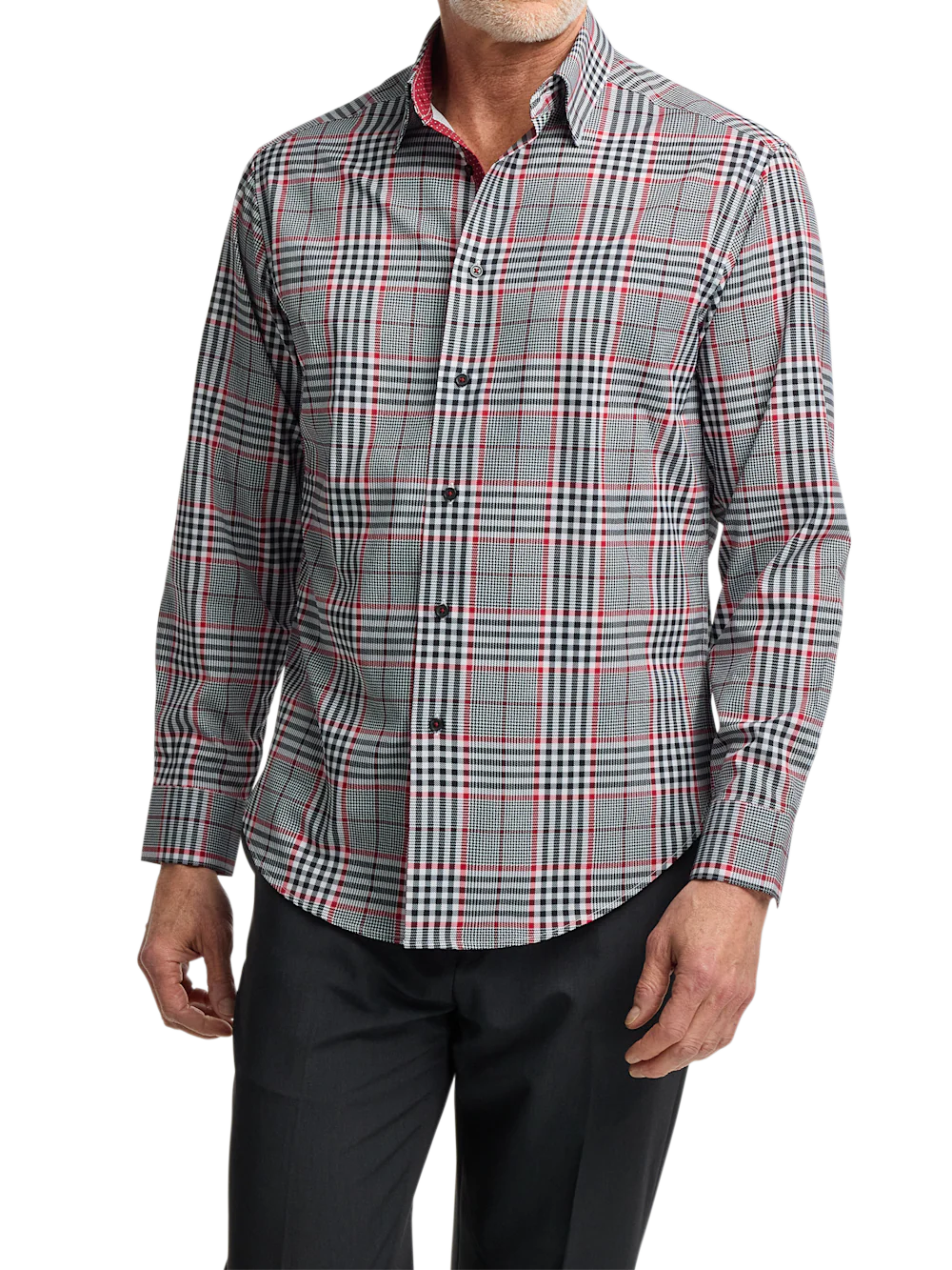 Performance Stretch Plaid Casual Shirt - Black/red - Image 2