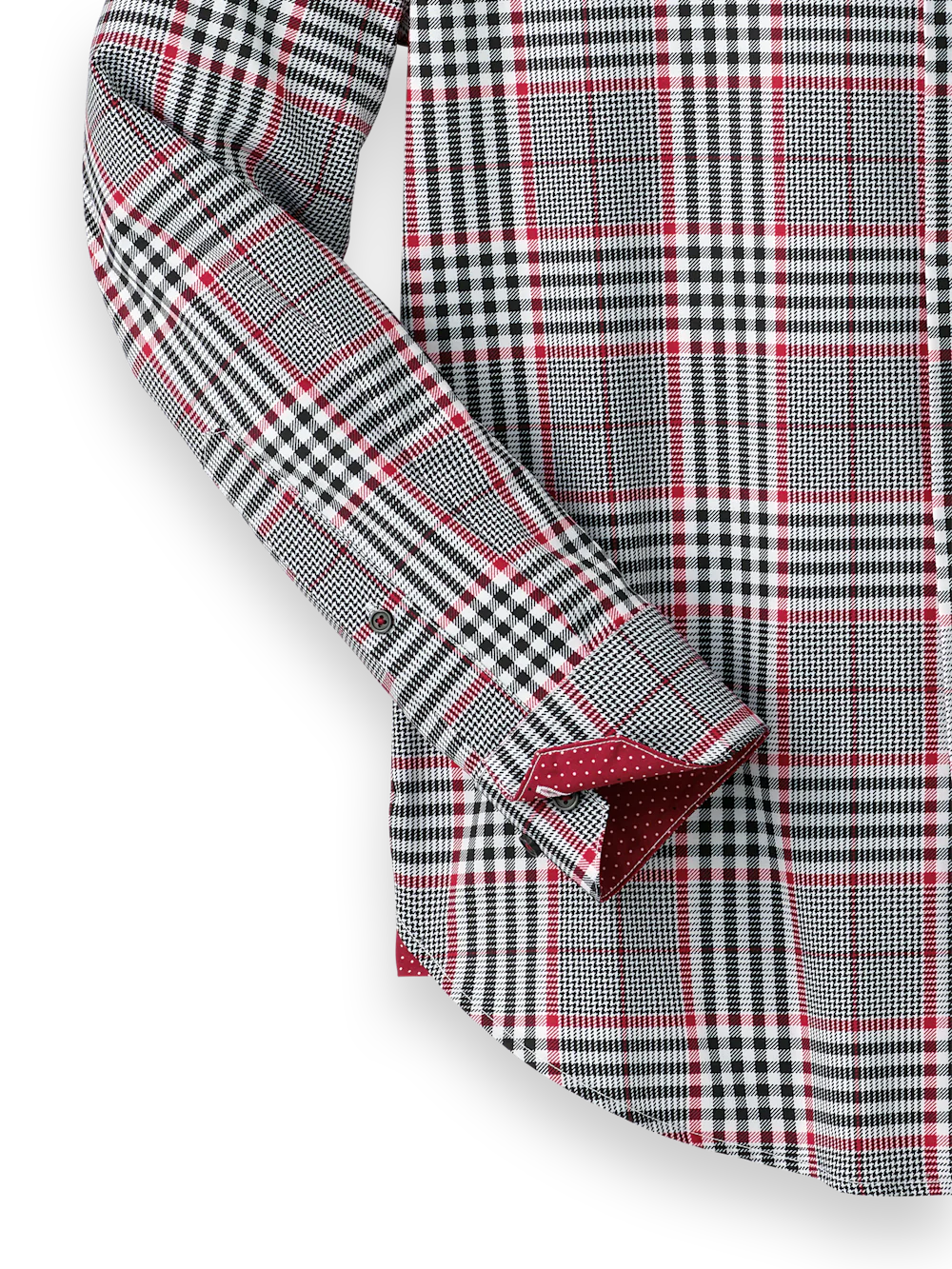 Performance Stretch Plaid Casual Shirt - Black/red - Image 7