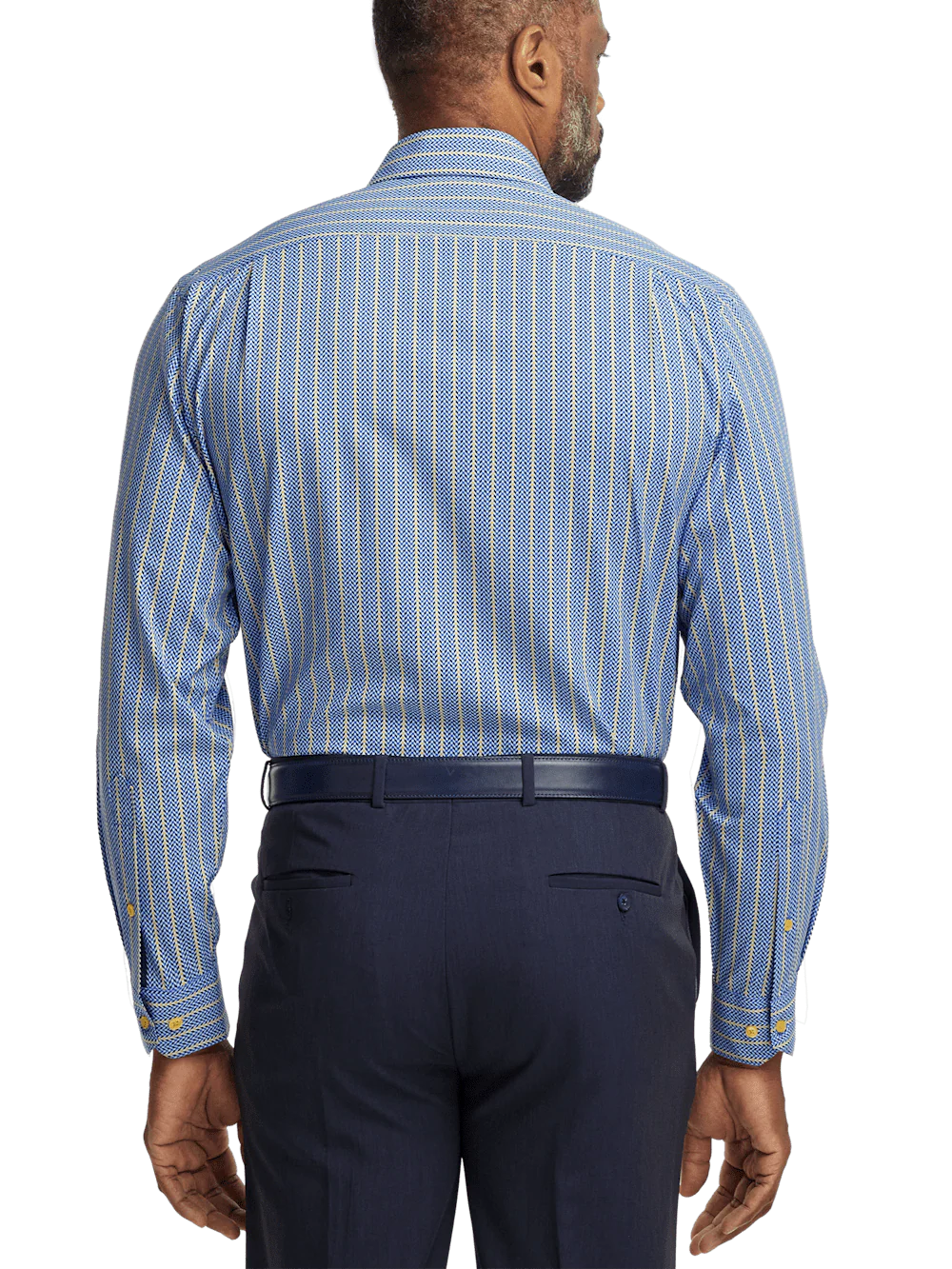 Performance Stretch Stripe Casual Shirt - Blue/yellow - Image 5