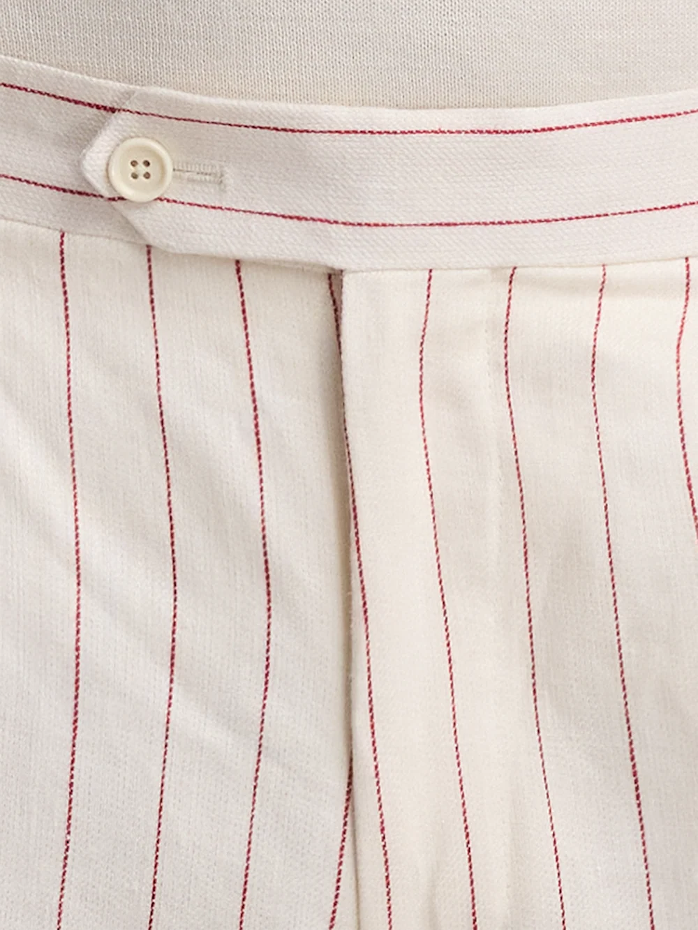 Pinstripe Linen Pleated Suit Pants - White/red - Image 5