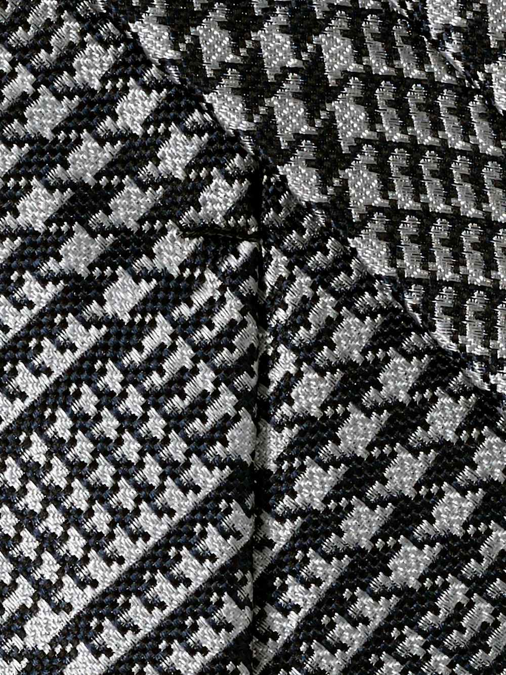Plaid Houndstooth Woven Silk Tie - Black/grey - Image 4