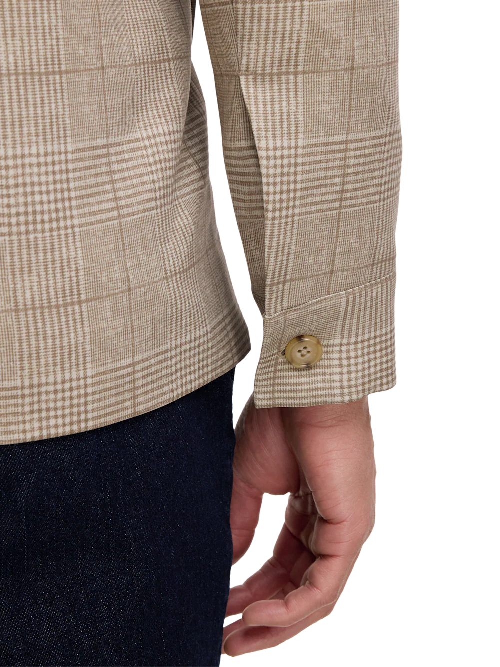 Plaid Shirt Jacket - Tan - Image 4