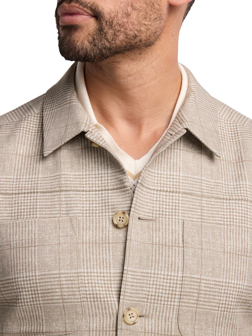 Plaid Shirt Jacket - Tan - Image 6