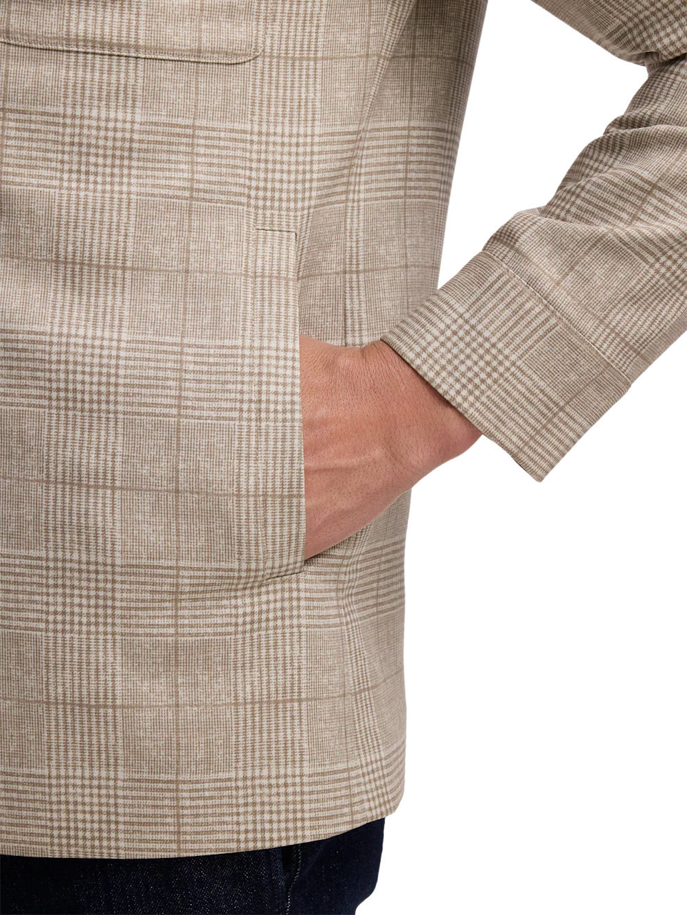 Plaid Shirt Jacket - Tan - Image 7