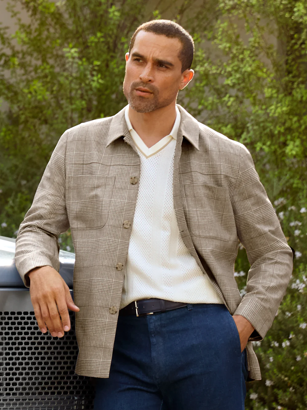 Plaid Shirt Jacket - Tan - Image 9