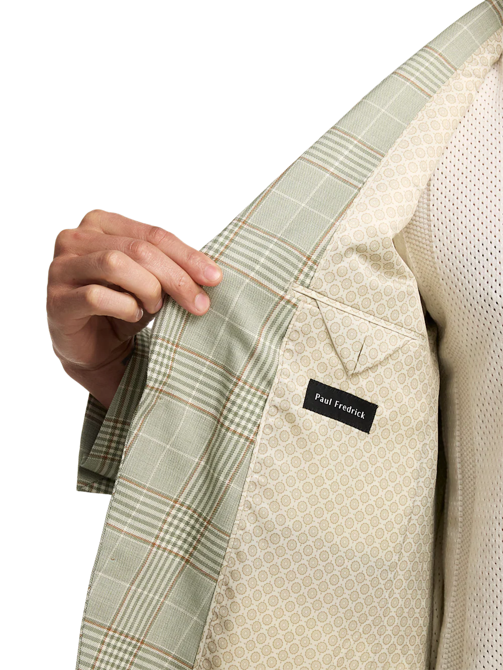 Plaid Single Breasted Peak Lapel Sport Coat - Green - Image 5