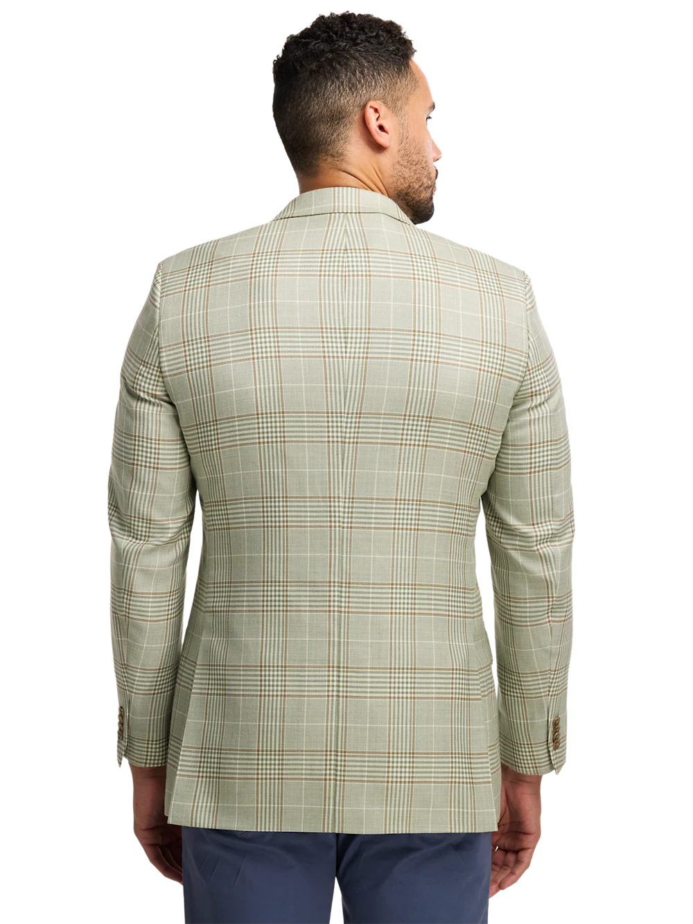 Plaid Single Breasted Peak Lapel Sport Coat - Green - Image 8