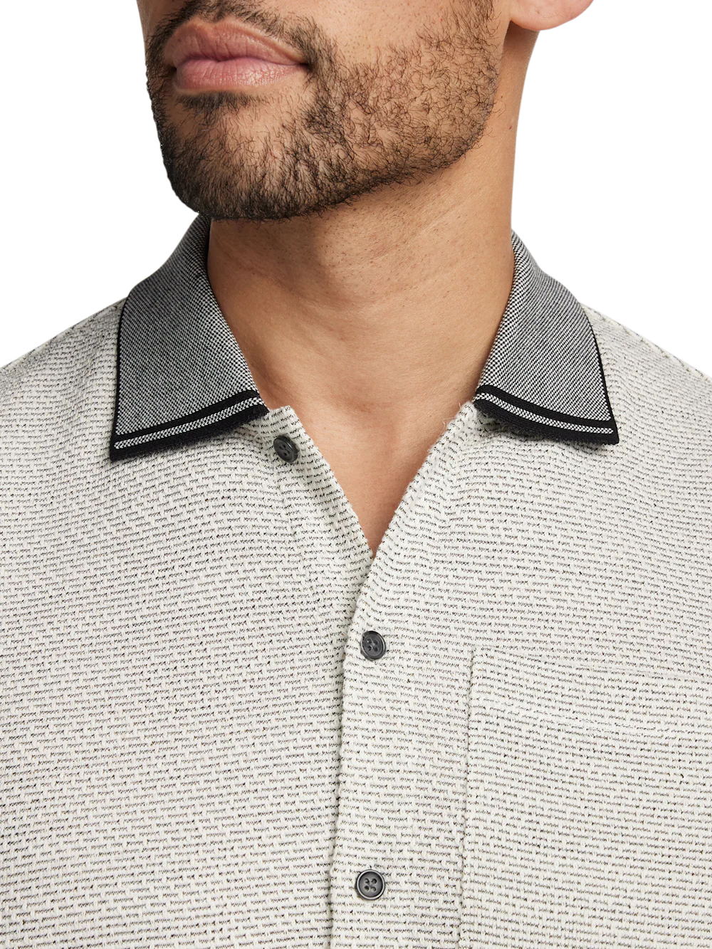 Polyester Blend Button Front Polo - White - Image 3