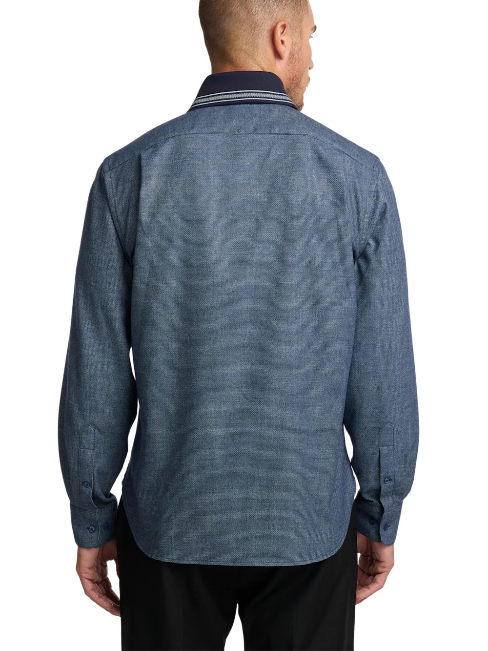 Polyester Blend Solid Casual Shirt - Navy - Image 5