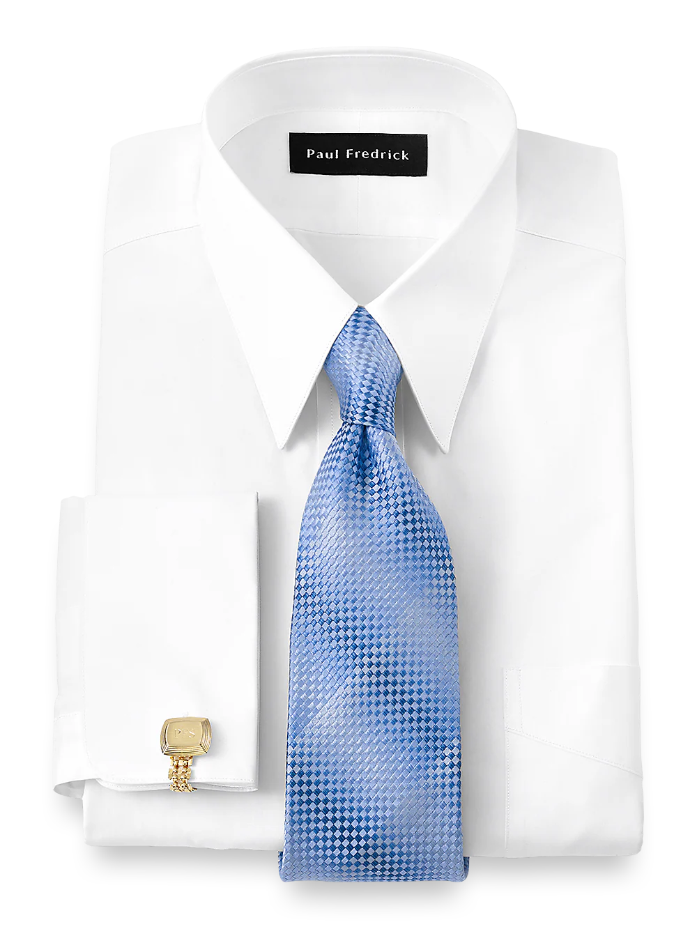 Pure Cotton Broadcloth Edge-stitched Straight Collar French Cuff Dress Shirt - White - Image 2